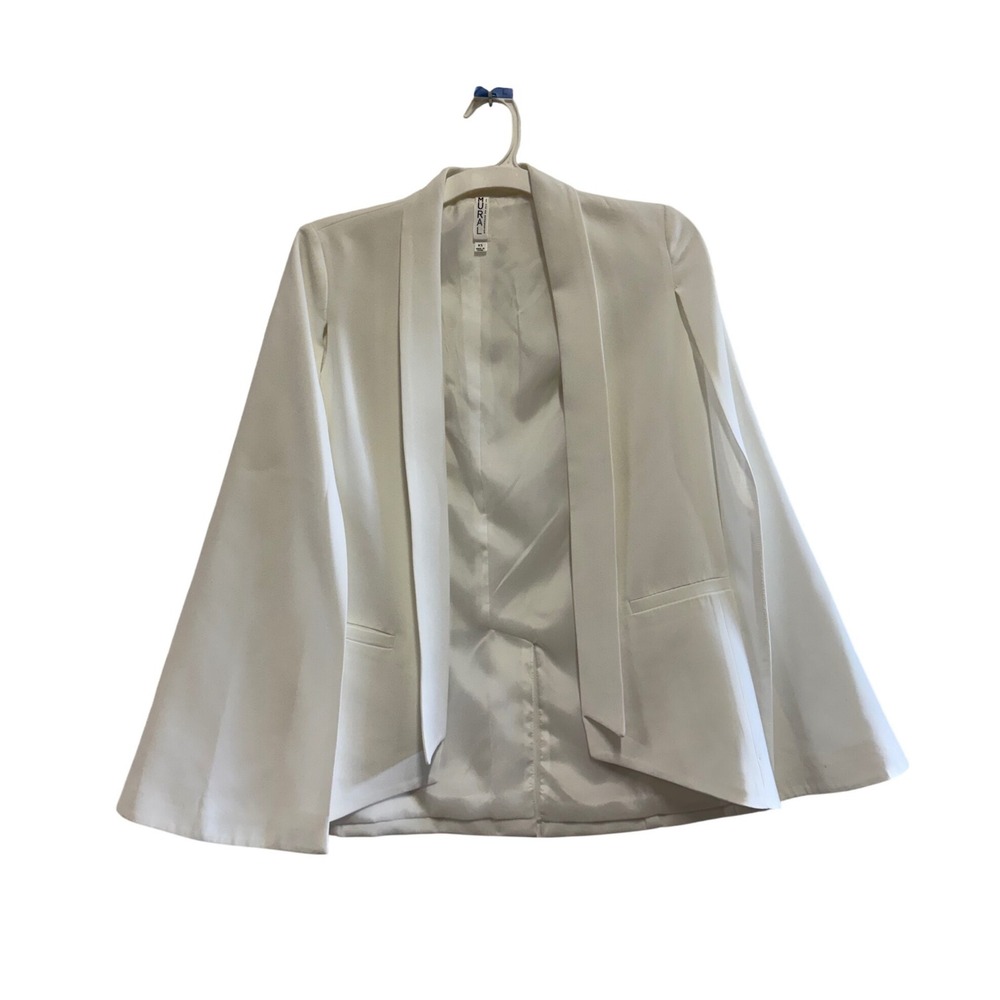 Mural White Cape Blazer Split Sleeve Open Front Jacket XS RN58719
